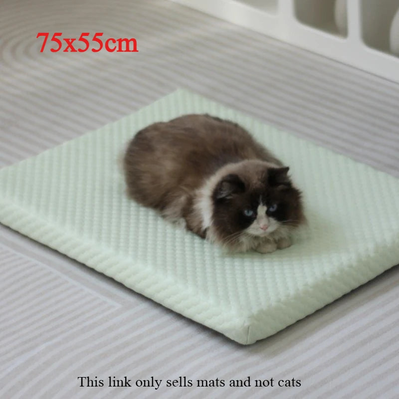 Ice Silk Cooling Pet Mat – Washable Dog & Cat Bed Pad Pet Cooling Mat Axl green-75x55-1pcs