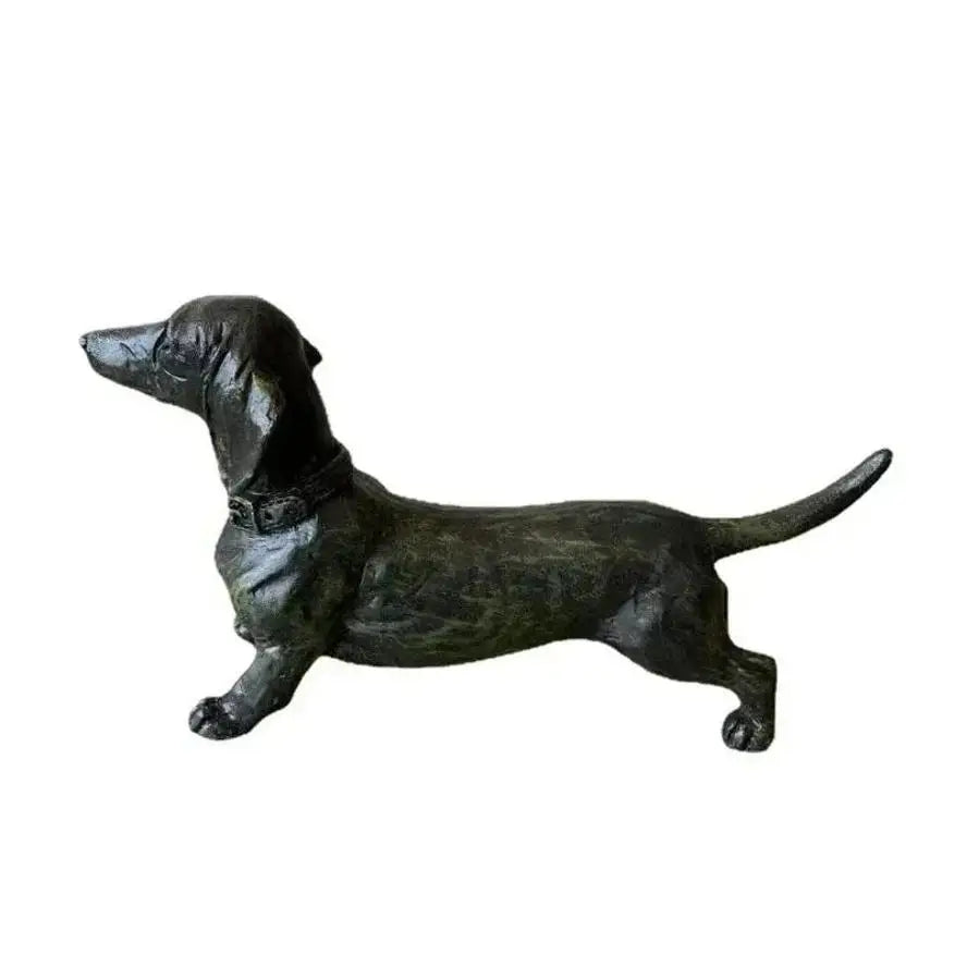 Resin Dachshund Figurine – Black Dog Garden Sculpture Ornament Resin Dog Figurine Axl