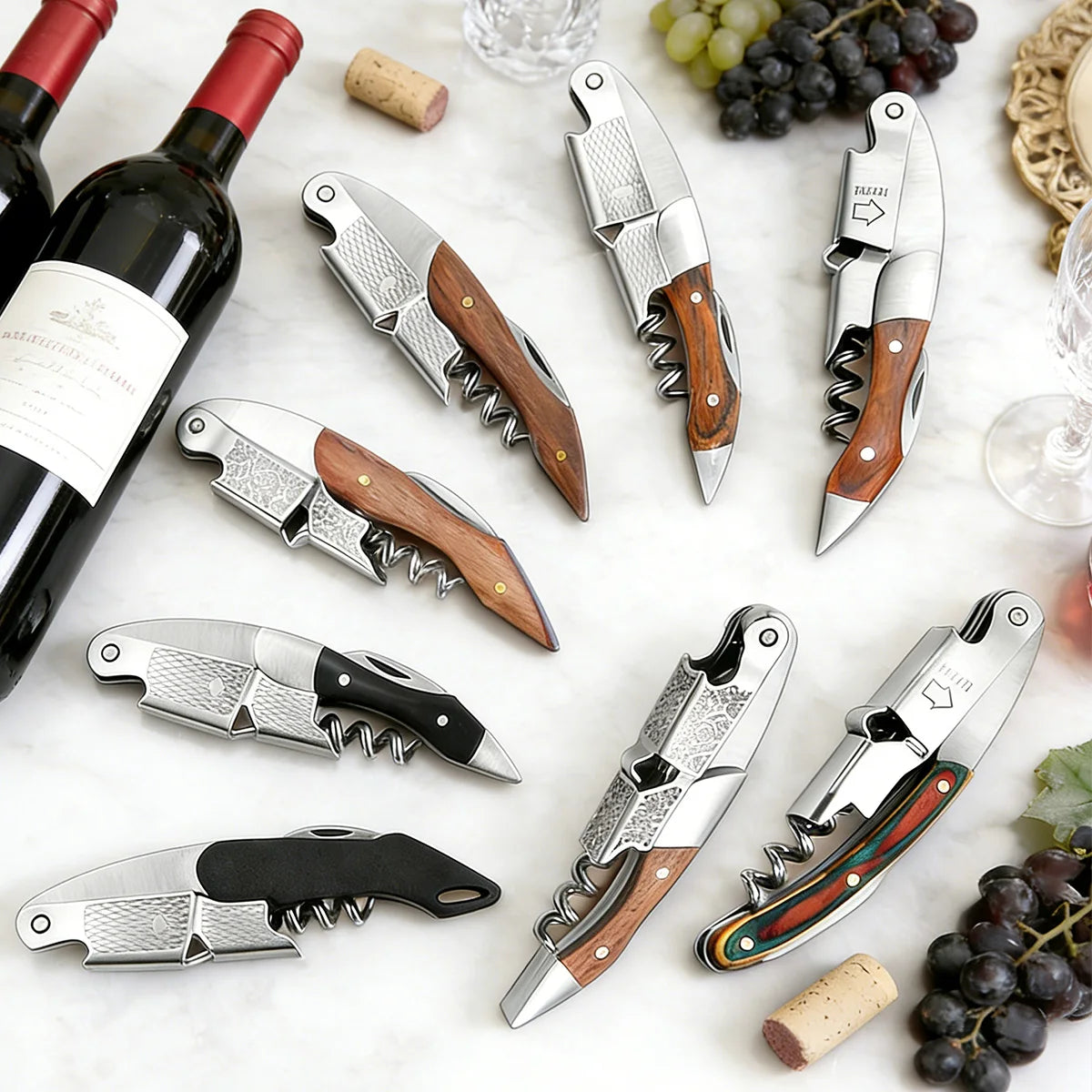 Leeseph Double Hinged Wine Opener – Stainless Steel Corkscrew Wine Corkscrew Opener Axl