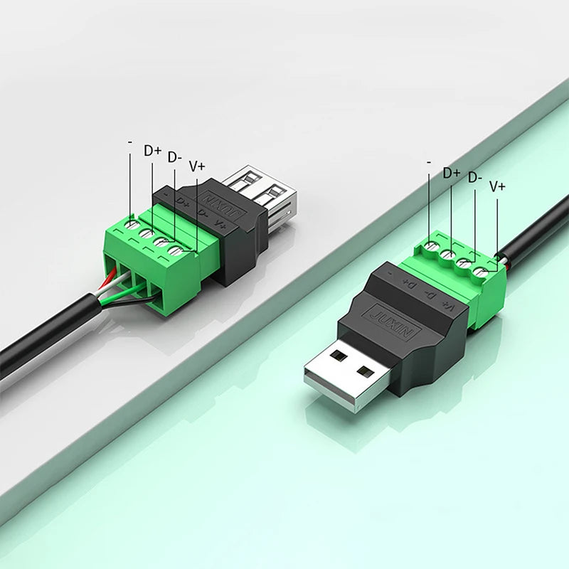 USB 2.0 Type A 4-Pin Male/Female Screw Terminal Connector USB Adapter Connector Axl