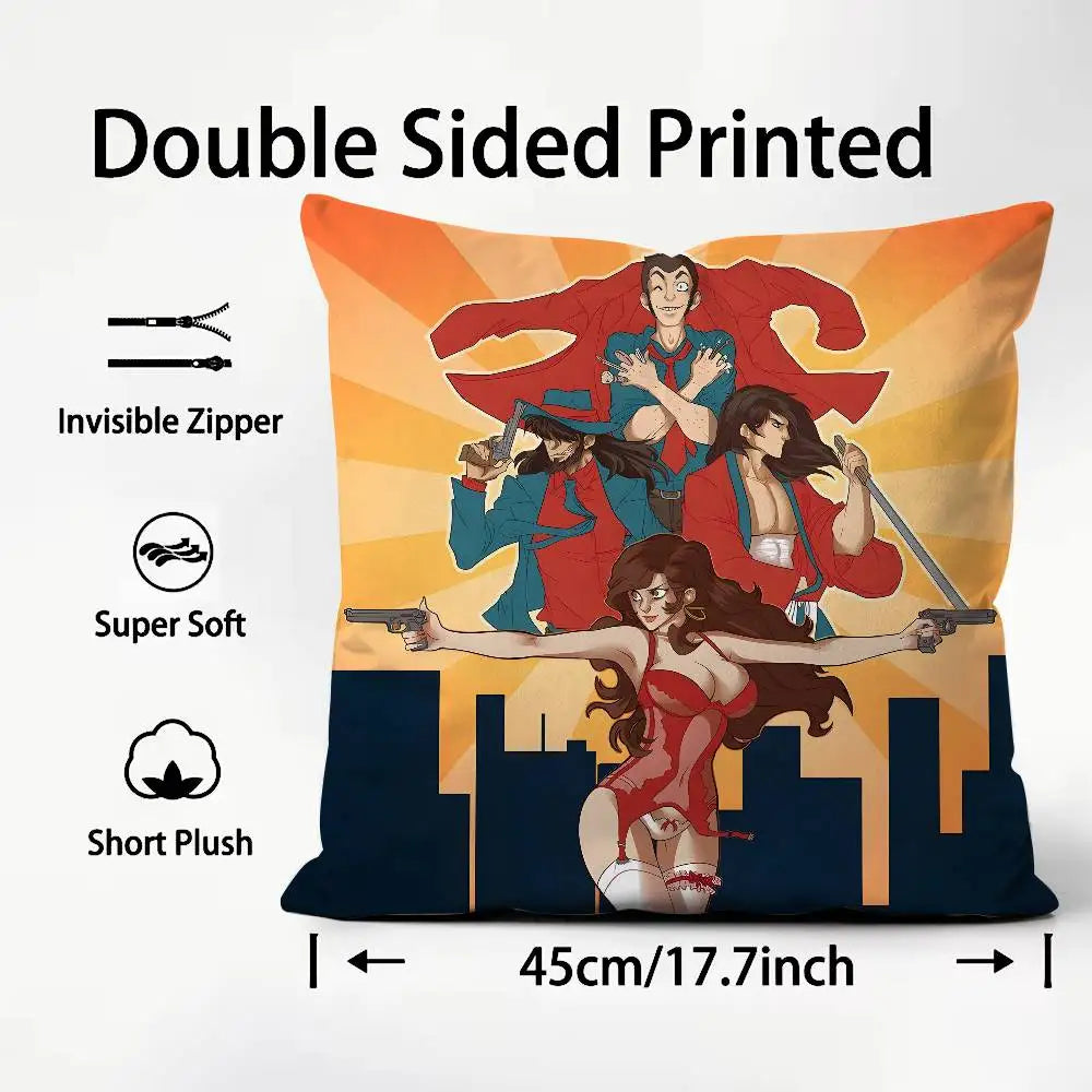 Lupin the Third Anime Pillowcase – Printed Sofa Cushion Cover Anime Cushion Cover Axl