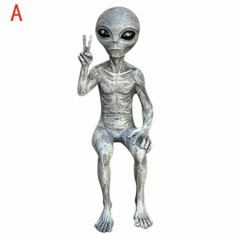 Space Alien Resin Garden Statue – Outdoor Figurine Ornament Garden Resin Figurine Axl A