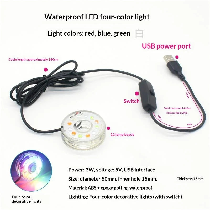 USB LED Submersible Aquarium Light – Colorful Waterproof Lamp Aquarium LED Light Axl