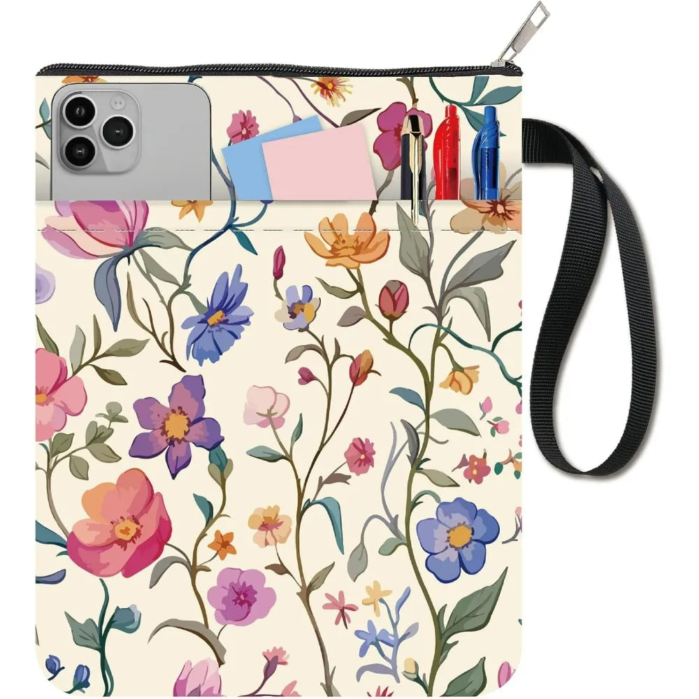 Flower Book Sleeve – Washable Fabric Cover with Zipper & Pocket Fabric Book Cover Axl AECH04-12903