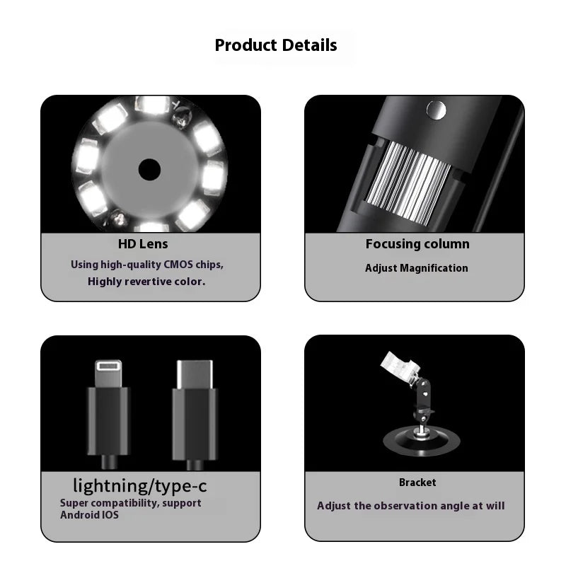 1600X Handheld Digital Microscope for iPhone & Android Digital Microscope Axl