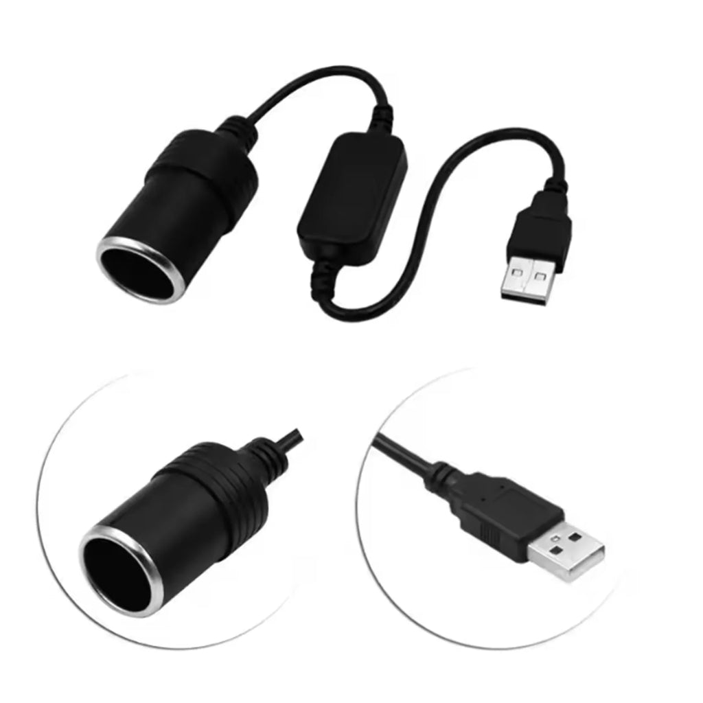 USB to 12V Cigarette Lighter Socket Converter Adapter Car Power Adapter Axl