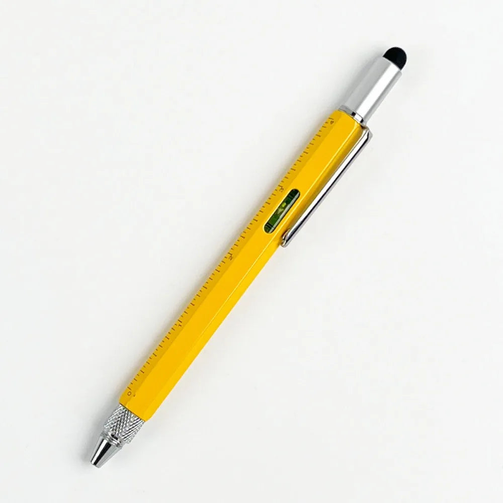 6-in-1 Metal Multi-Tool Pen – Spirit Level, Ruler & Ballpoint Multi-Tool Ballpoint Pen Axl Yellow
