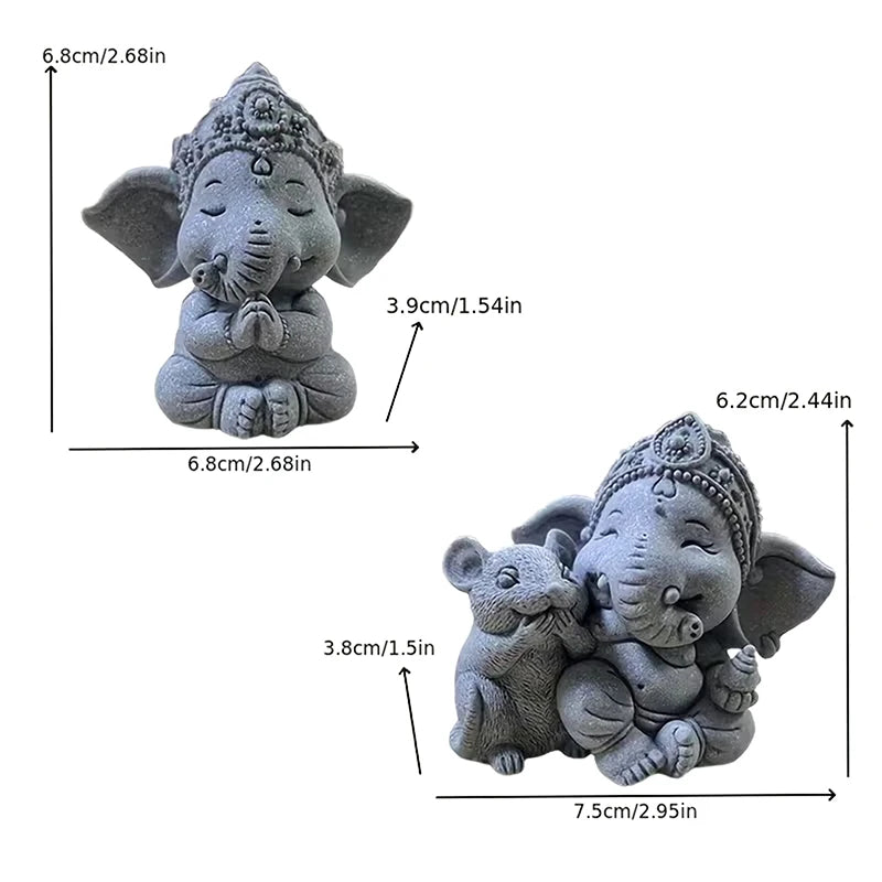 Stone Elephant Prayer Statue – Guardian Home Décor Figure Decorative Figurine Axl