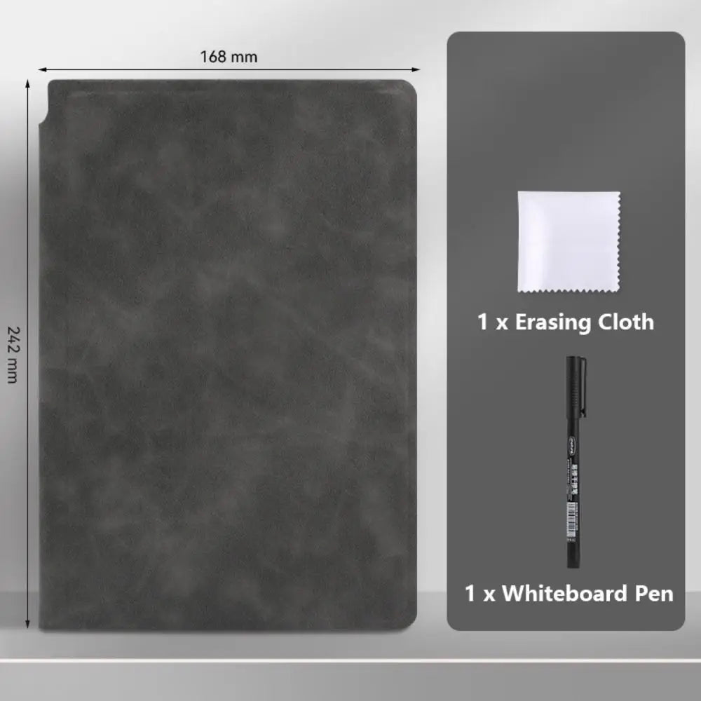 A5 Leather Reusable Whiteboard Notebook with Pen & Eraser Reusable Whiteboard Notebook Axl 04