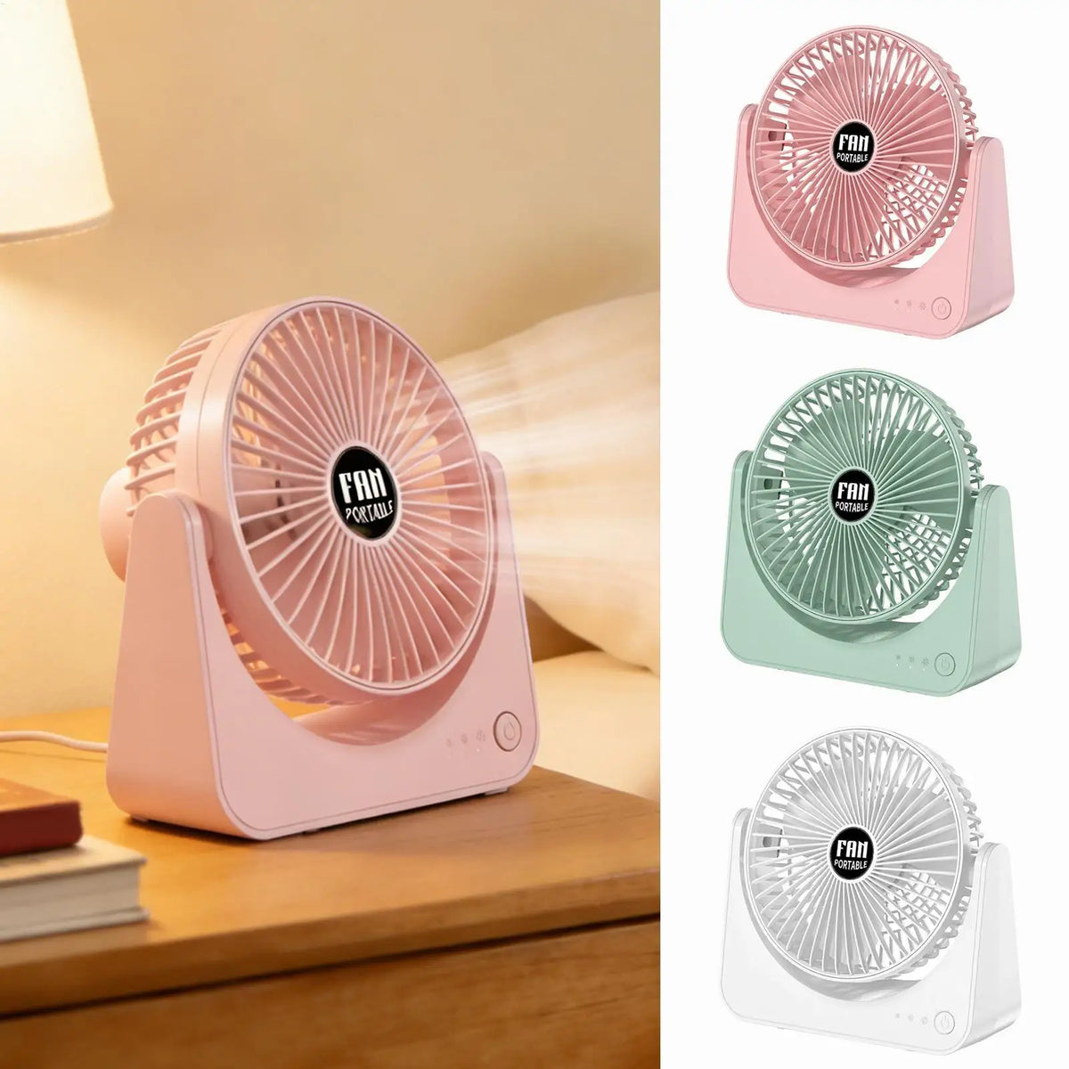 USB Rechargeable Mini Desk Fan – 3-Speed Quiet Table Fan Mini Desk Fan Axl