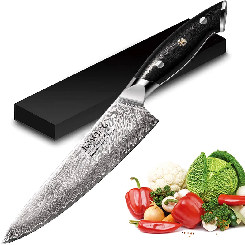 67-Layer Damascus Steel Chef Knife – Japanese Style Kitchen Knife Damascus Chef Knife Axl Japanese chefs knife