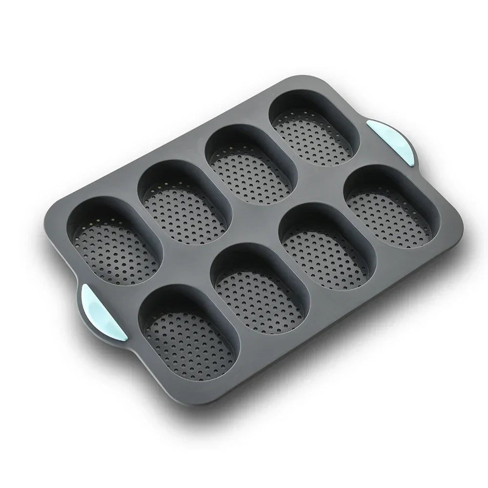 Silicone Baguette Baking Mold – Non-Stick French Bread Tray Silicone Baking Mold Axl 1Pc Grey 8-grids