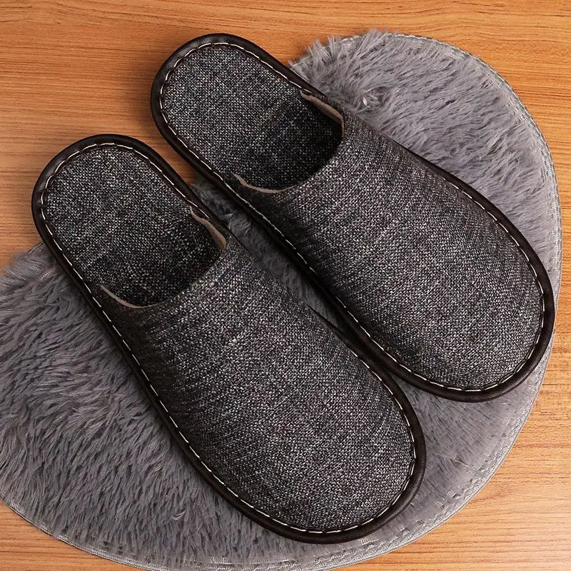 Lorilury Closed Toe Canvas Indoor Slippers – Unisex Flat Slides Indoor Canvas Slippers Axl Dark gray 43-44