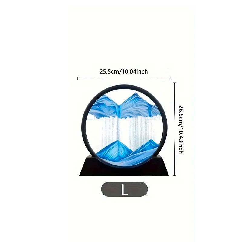 3D Moving Sand Art Picture – 12" Round Glass Ocean Sandscape Sand Art Decor Axl