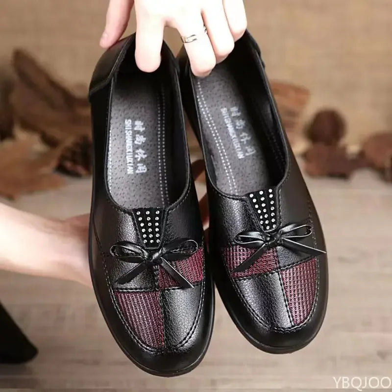 Women's Leather Loafers – Soft Slip-On Flat Casual Shoes Women's Flat Loafers Axl black 40