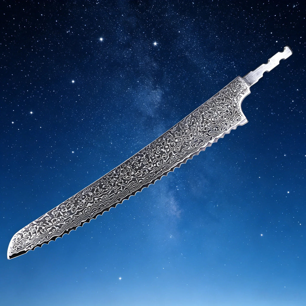 Damascus Steel Bread Knife Blank Blade – DIY Hand Forged Knife Blank Blade Axl