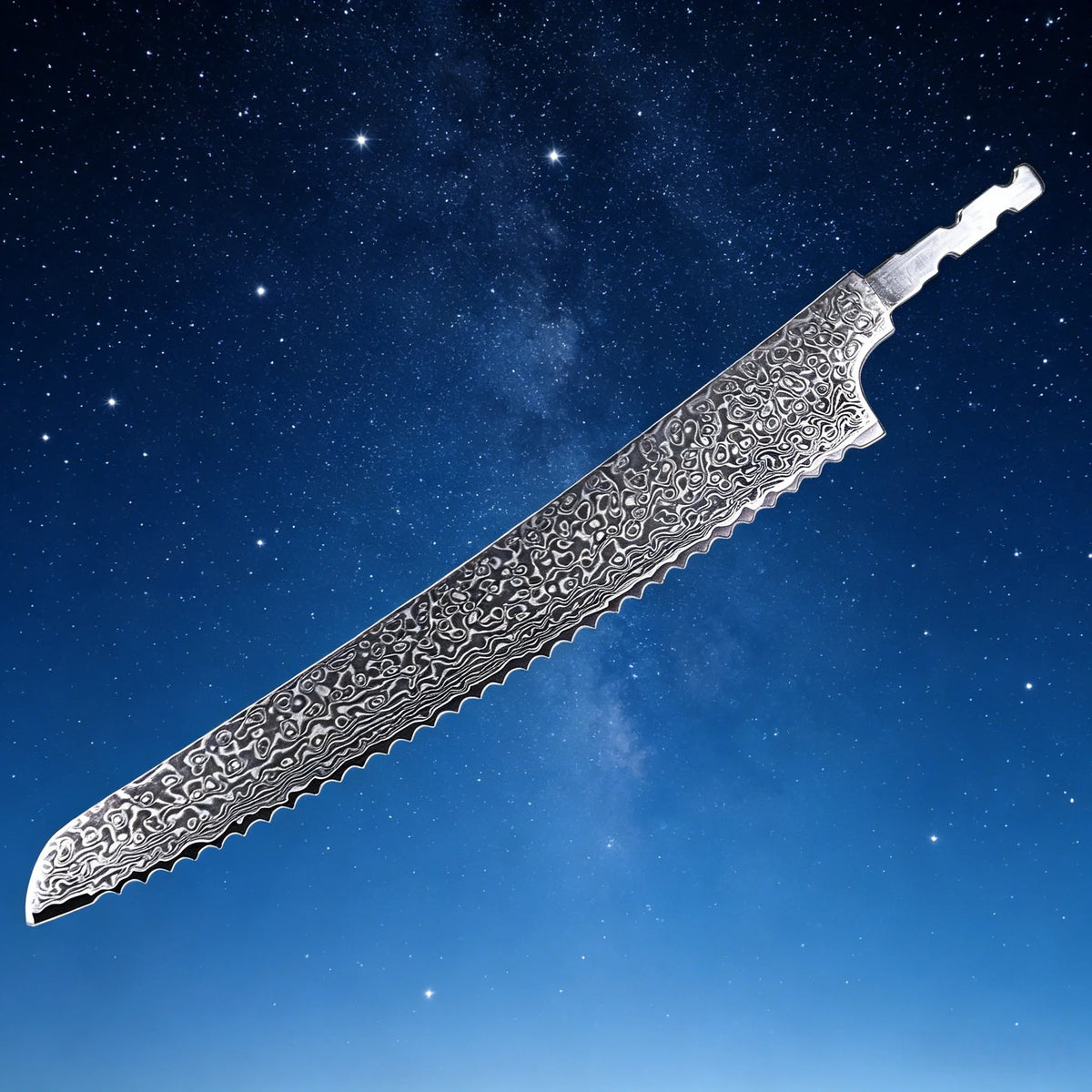 Damascus Steel Bread Knife Blank Blade – DIY Hand Forged Knife Blank Blade Axl