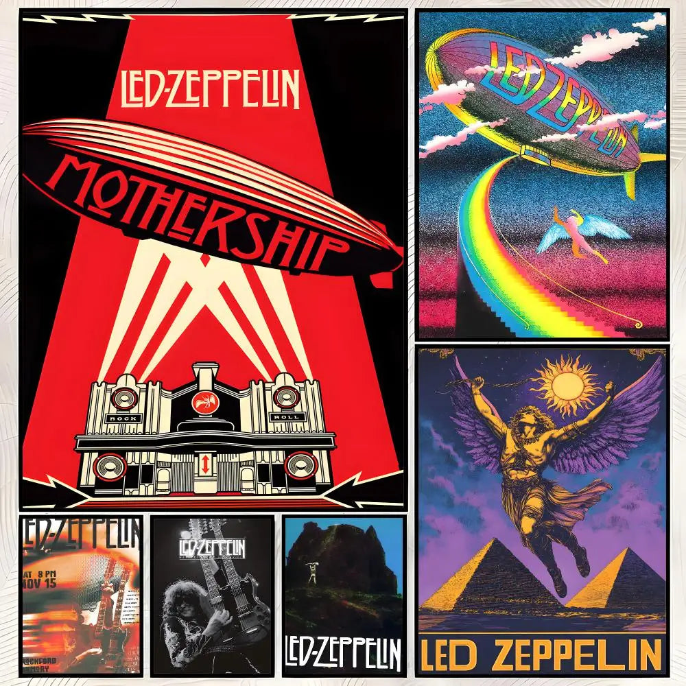 Led Zeppelin Self-Stick HD Wall Poster – Waterproof Room Decor Music Wall Poster Axl