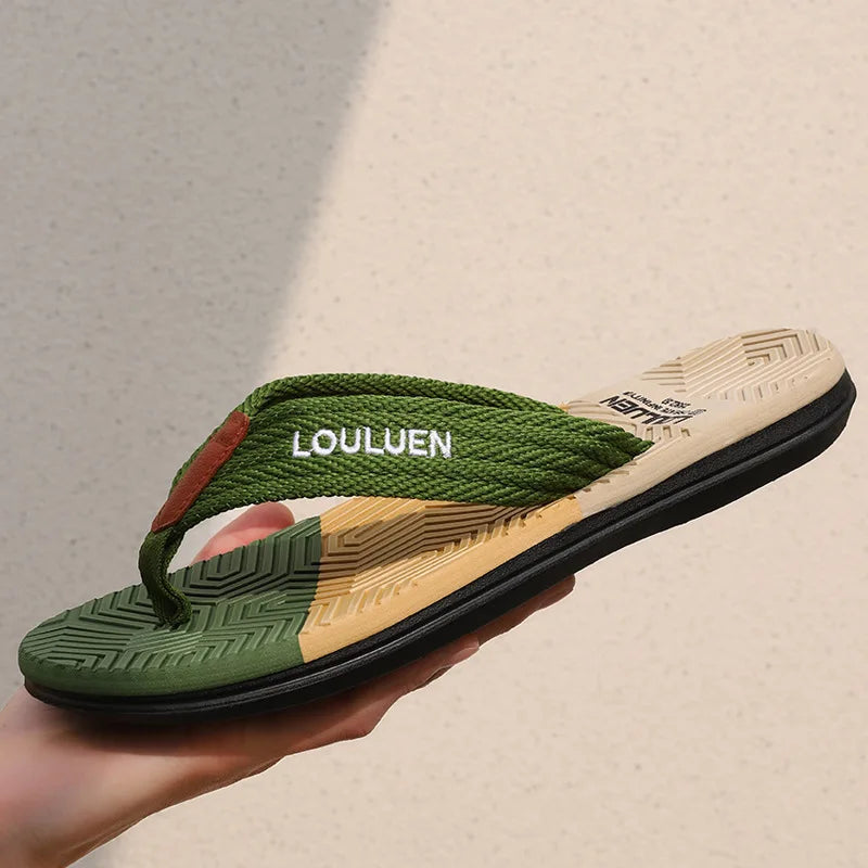 YBQJOO Men's Non-Slip Beach Flip Flops | EVA Casual Slippers Men's Flip Flops Axl army green 43