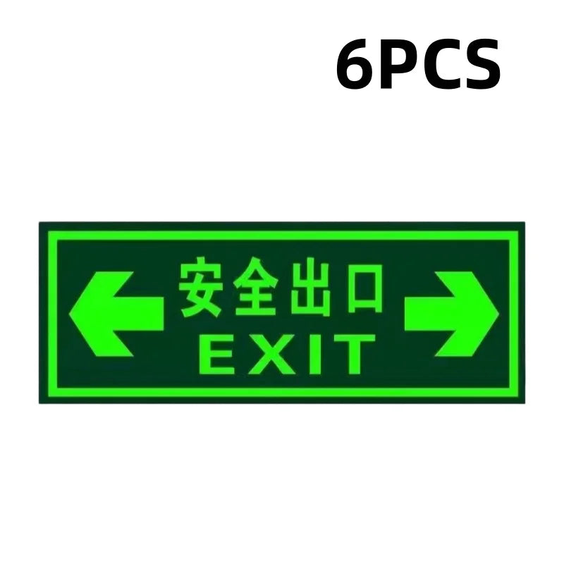 Glow in the Dark Exit Floor Stickers – Evacuation Signs 2/6 Pack