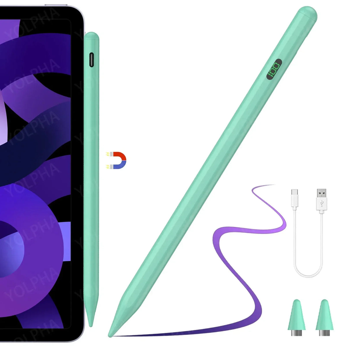 Universal Stylus Pen LED Power Display – iPad & Tablet Tablet Stylus Pen Axl green