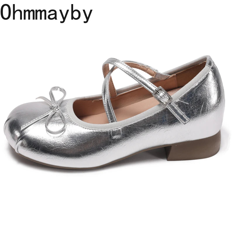 Women's Butterfly-Knot Mary Jane Ballet Flats | Low Heel Mary Jane Ballet Flats Axl