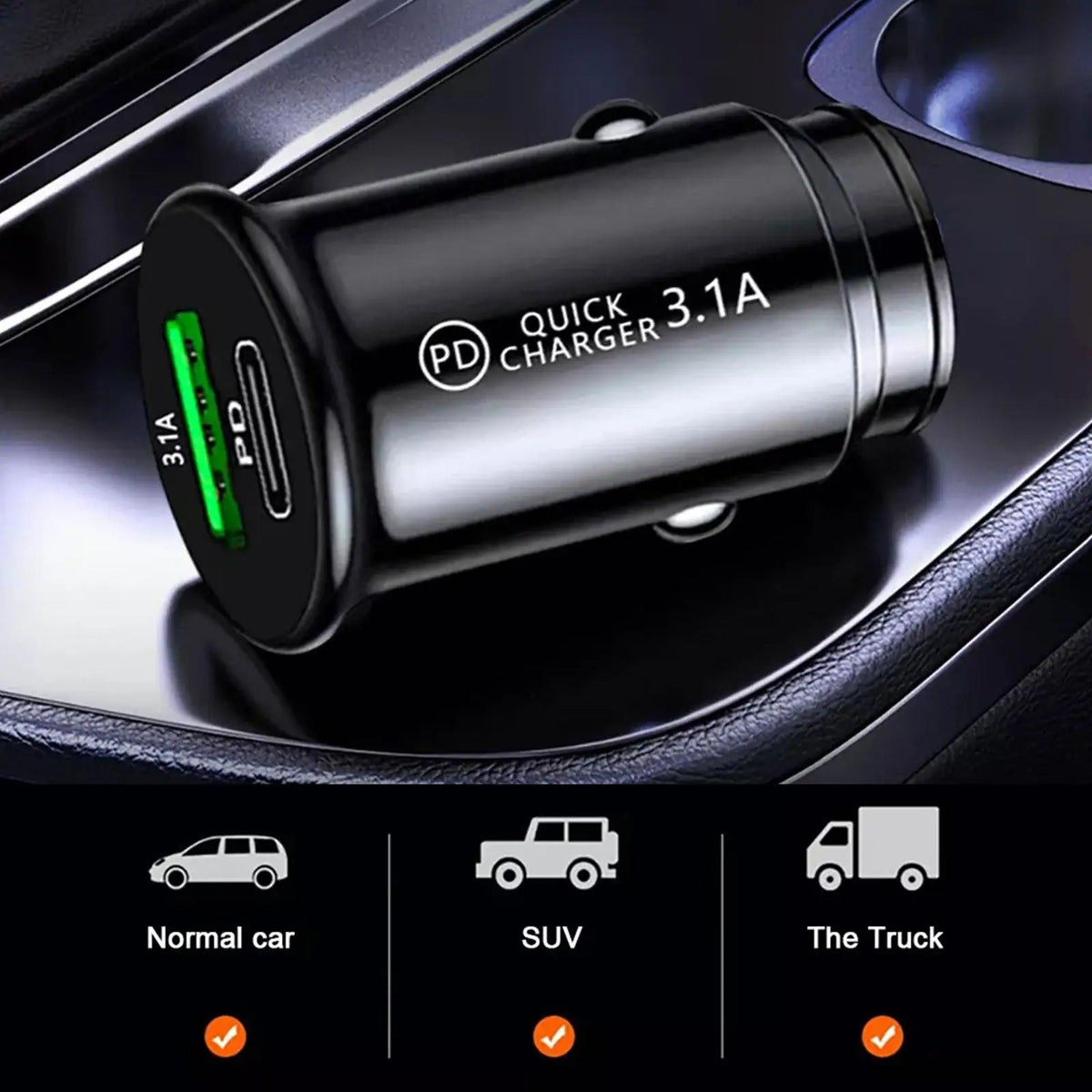 USB-C PD & QC 3.0 Fast Car Charger – Dual Port 20W Adapter Car Charger Adapter Axl