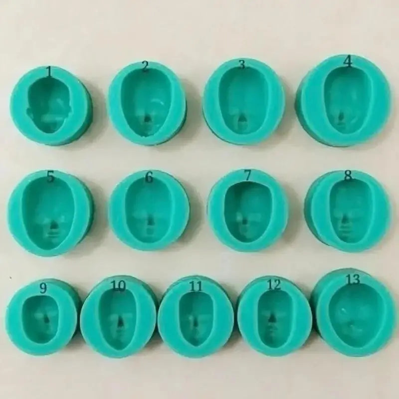 13-Pc 3D Doll Face Silicone Mold Set – Fondant & Chocolate Silicone Baking Mold Axl 13pcs