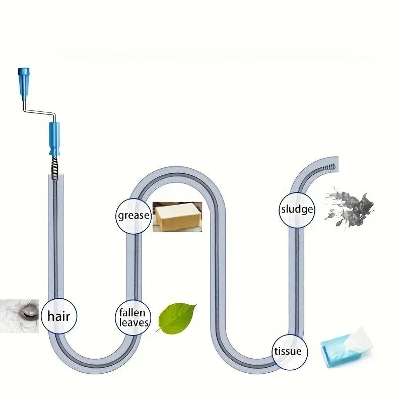 Flexible Spiral Drain Cleaning Shaft with Hook | Pipe Cleaner Drain Cleaning Tool Axl