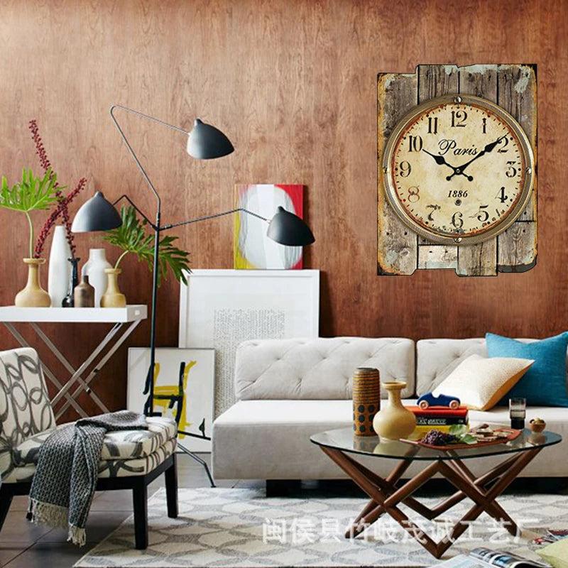 Large Retro Wood Wall Clock – Silent Vintage Shabby Chic 30.5cm Silent Wall Clock Axl