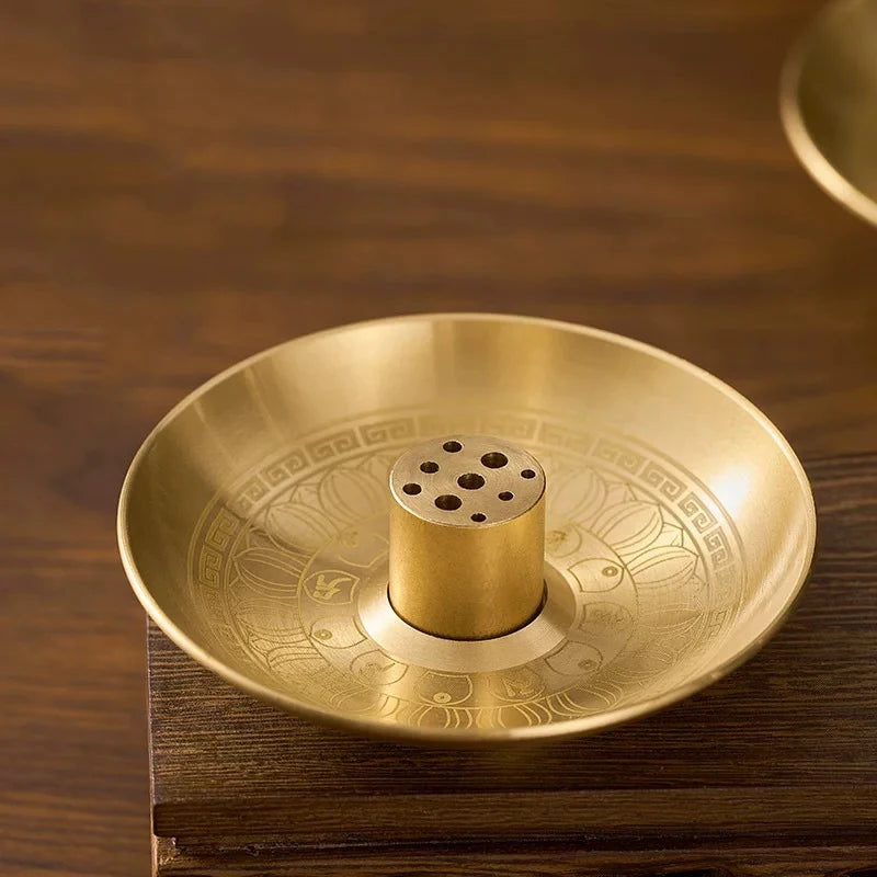 Round 9-Hole Brass Incense Holder Tray – Yoga & Meditation Incense Holder Tray Axl