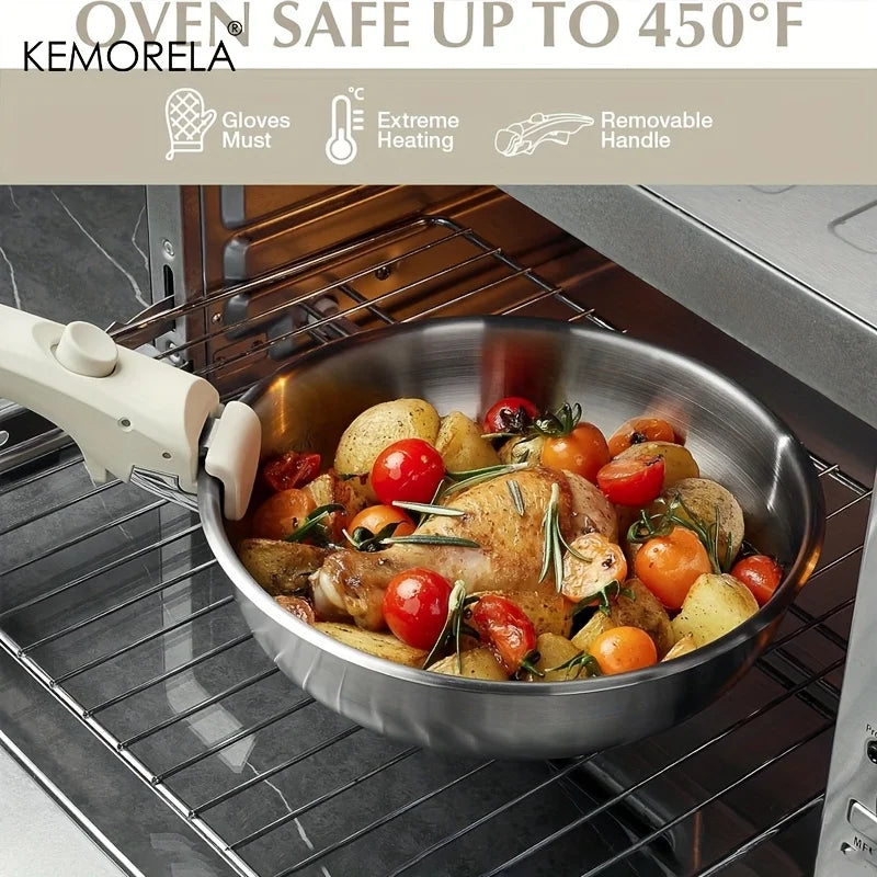 KEMORELA 4-Pc Stainless Steel Cookware Set – Detachable Handle Cookware Set Axl
