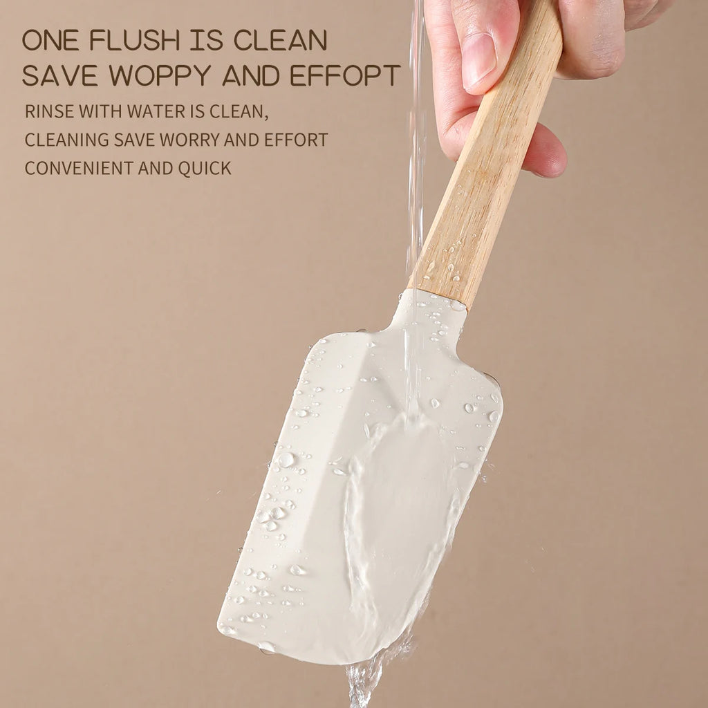 4-Piece Silicone Spatula Set with Wood Handles | Baking Silicone Spatula Set Axl