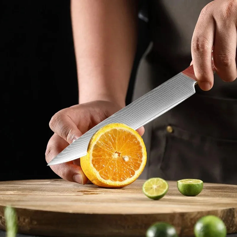 InLeung Damascus Steel Chef Knife – Sharp Wood Handle Kitchen Blade Damascus Chef Knife Axl