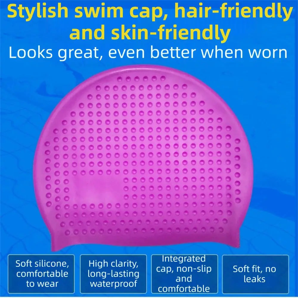 Non-Slip Silicone Swim Cap – Plus Size Waterproof Bathing Cap Silicone Swim Cap Axl
