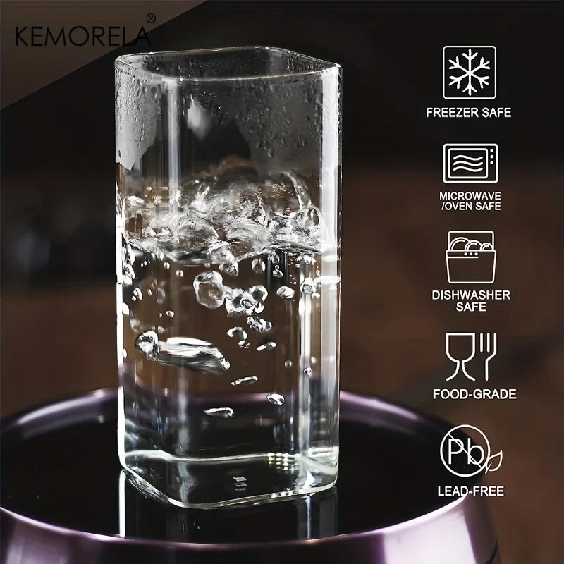 KEMORELA 4pc Highball Glasses 15oz/19oz – Clear Tall Drink Cups Highball Glasses Set Axl