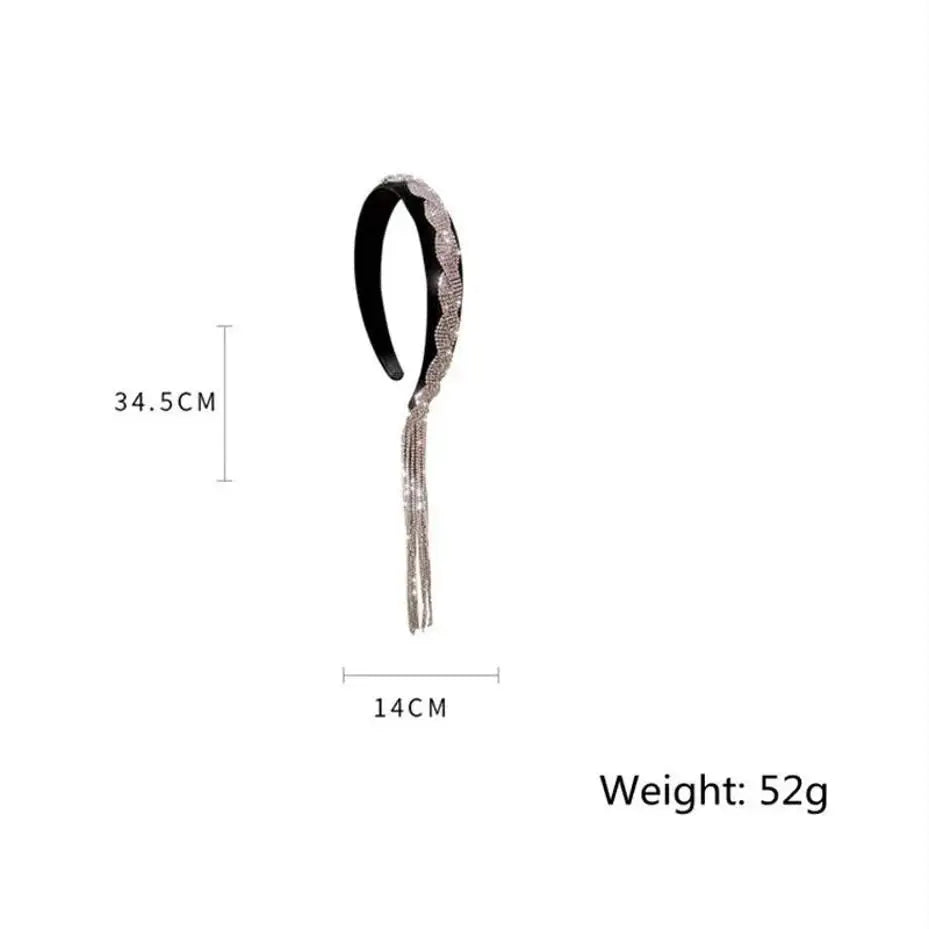 Black Velvet Rhinestone Tassel Headband – Bridal Hair Clip Bridal Hair Accessory Axl
