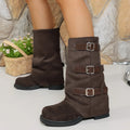 Women's Suede Mid-Calf Winter Boots – Low Heel, Velvet Lined Women's Winter Boots Axl Brown 40