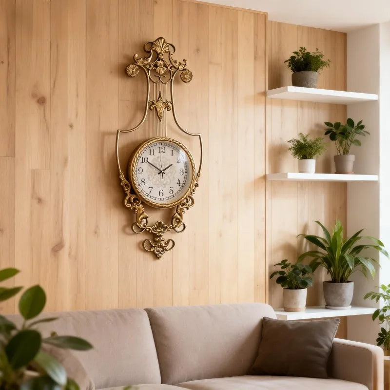 Modern Large Silent Wall Clock – Gold Minimalist Decor Wall Clock Axl