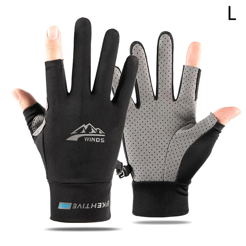 Ice Silk UV Gloves – Touchscreen Driving & Cycling Sun Protection Sun Protection Gloves Axl L Black