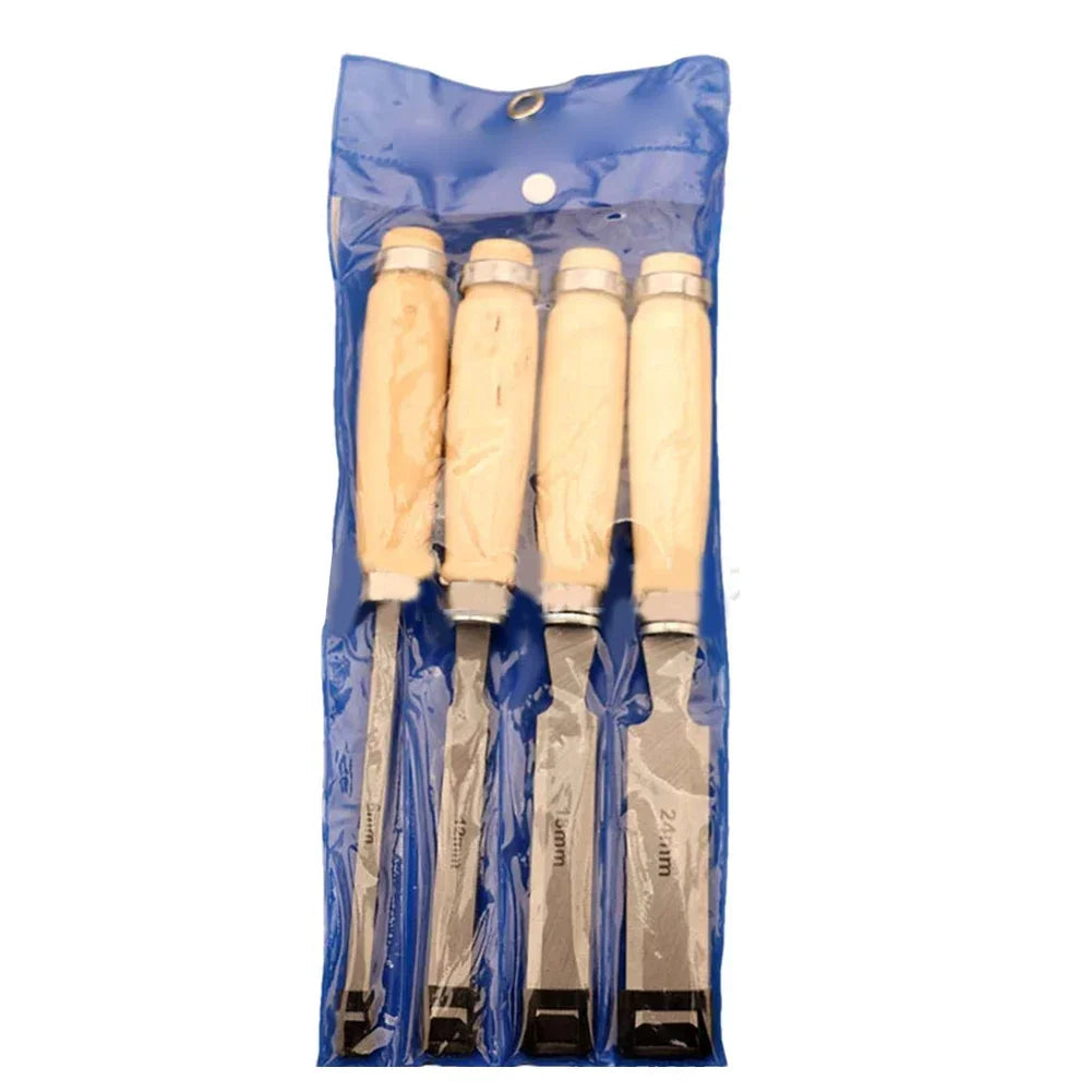 4-Piece Wood Carving Chisel Set – 45# Steel with Pouch Wood Carving Chisels Axl Steel China Mainland