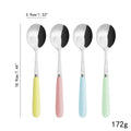 4-Piece Ceramic Handle Dessert Spoons – Stainless Steel Set Dessert Spoon Set Axl Mix 4pcs