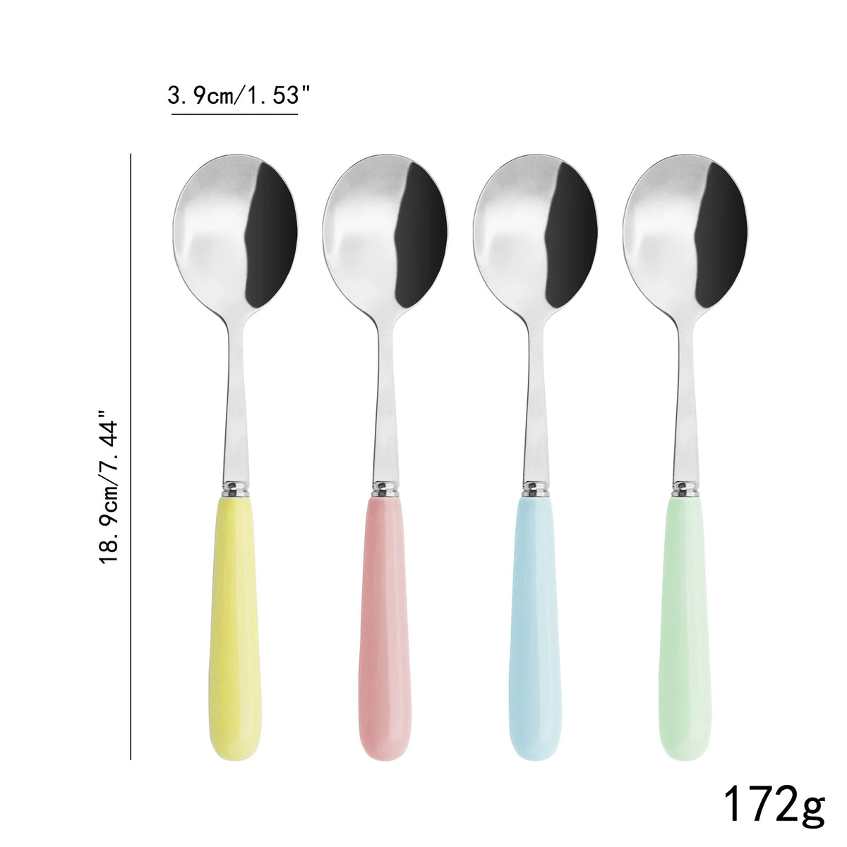4-Piece Ceramic Handle Dessert Spoons – Stainless Steel Set Dessert Spoon Set Axl Mix 4pcs