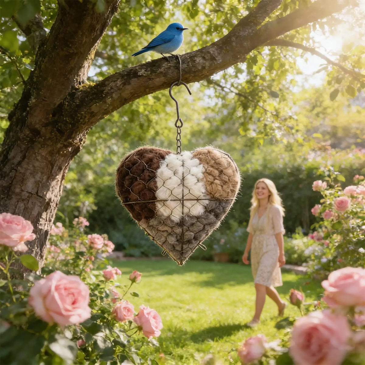 Handmade Cotton Bird Nest Box – Refillable Heart-Shape Hangable Bird Nesting Box Axl