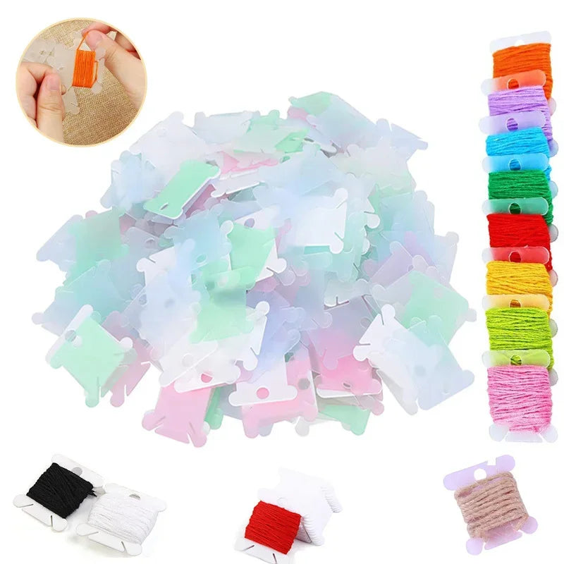 100 Plastic Thread Bobbins – Embroidery Floss Organizer Set Thread Bobbin Organizer Axl