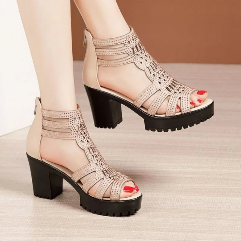 Women's Open Toe Wedge Sandals – Hollow Out Low Heel Wedge Sandals Axl