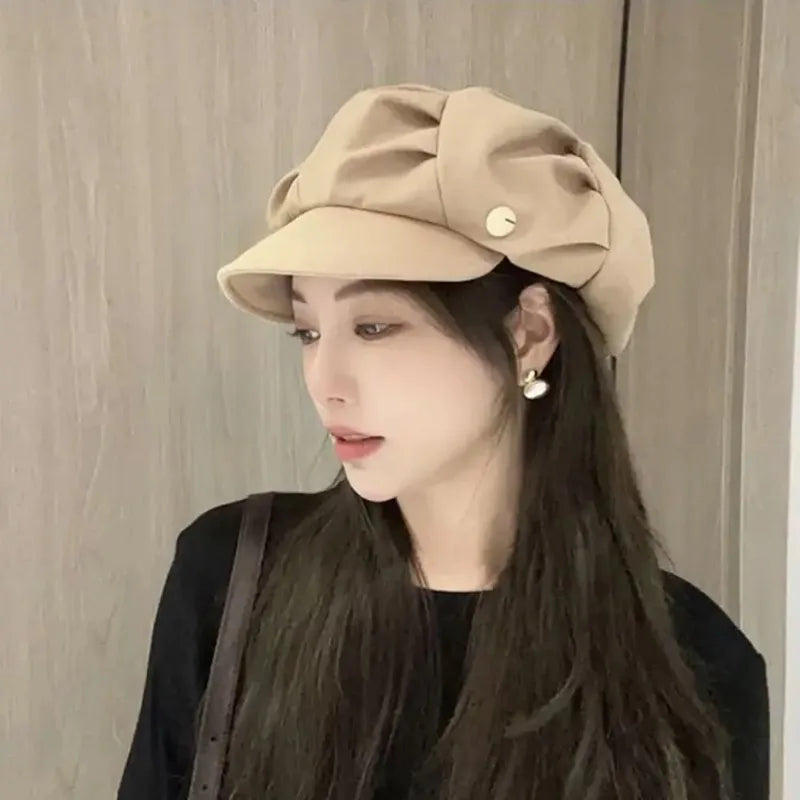 Layered Octagonal Newsboy Hat – Breathable Pleated Beret Unisex Newsboy Beret Hat Axl