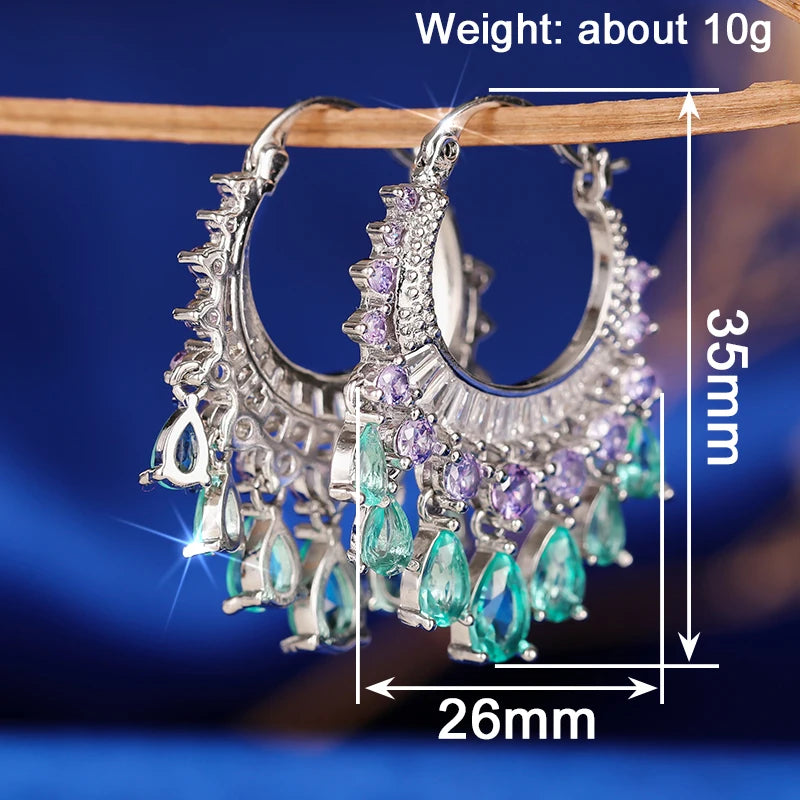 Huitan CZ Tassel Drop Earrings – Women's Fashion Jewelry CZ Drop Earrings Axl