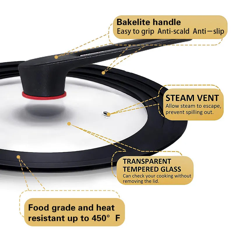 Silicone Universal Pan Lid – Tempered Glass Cookware Cover Cookware Lid Axl