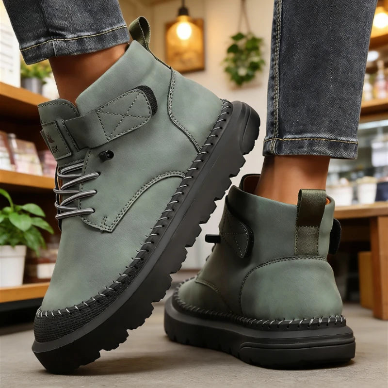 Women's High Top Retro Lace-Up Flat Moccasin Sneakers Flat Moccasin Sneakers Axl